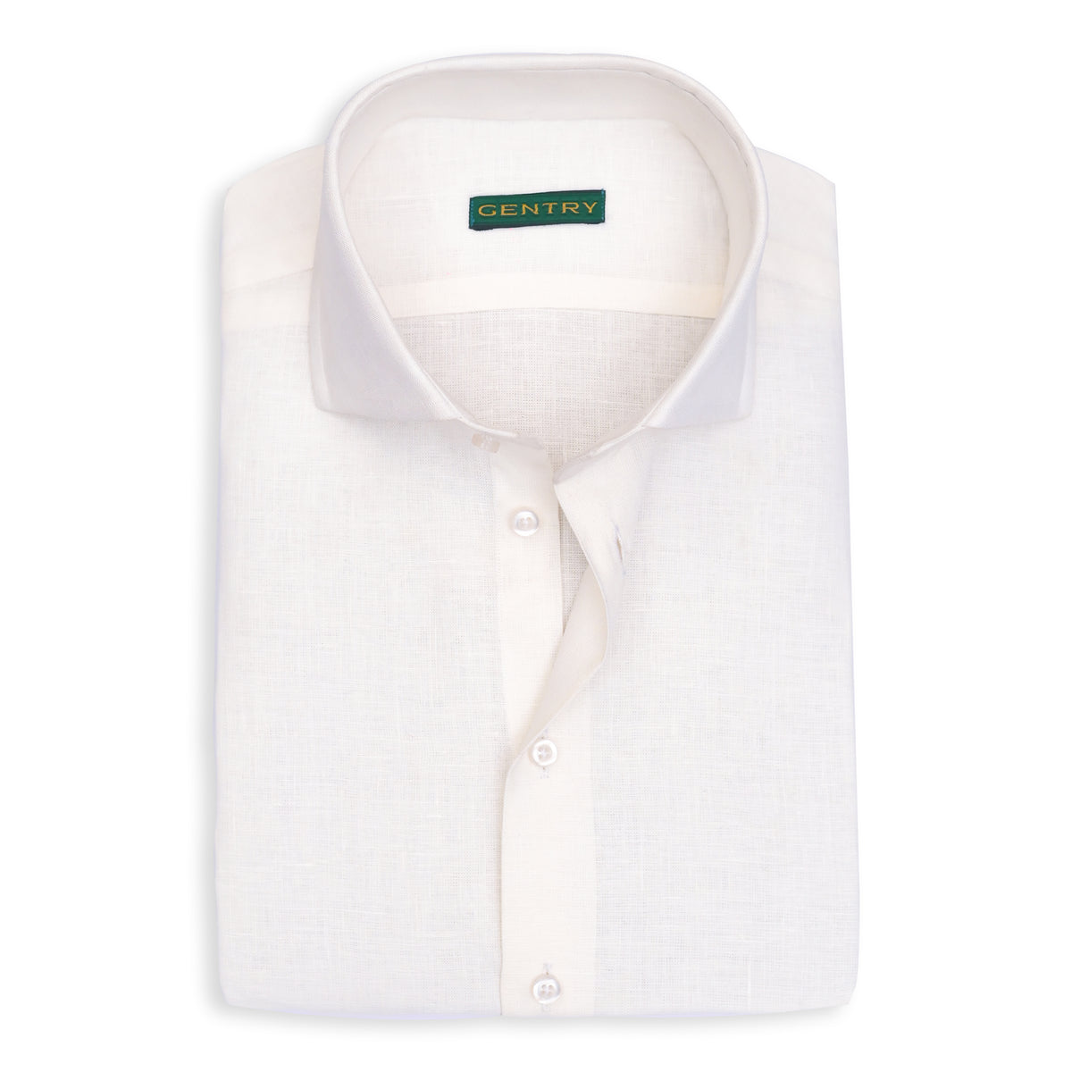Breathable Milky White Irish Linen with Semi-Spread Collar – Gentry Official Breathable Milky White Irish Linen with Semi-Spread Collar – Gentry Official