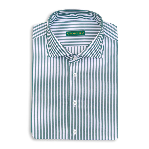 green ditsy print dress Biscay/White Stripe Tailored Fit Spread Collar Shirt – Onward Reserve