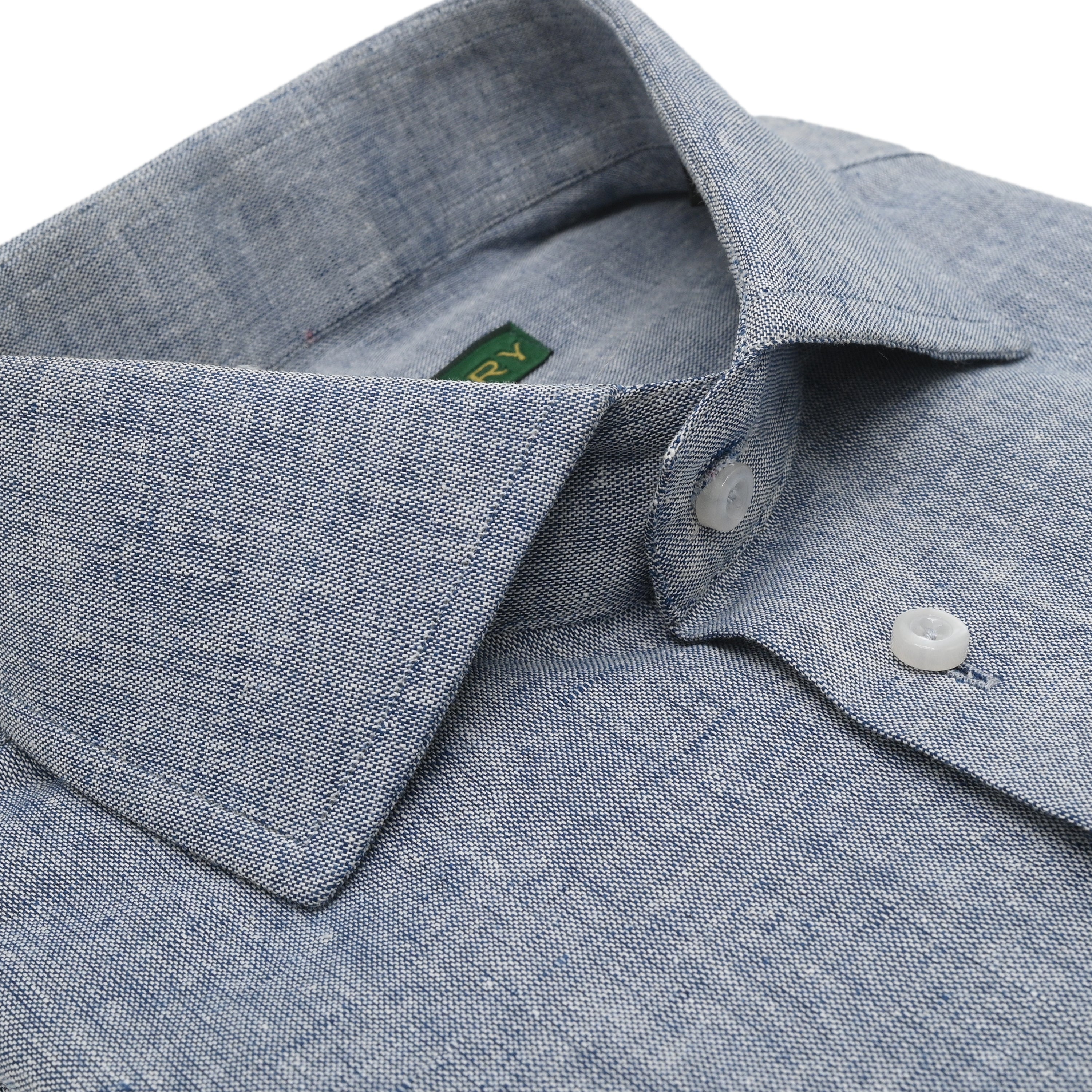 Marine blue Irish Linen - Classic French Collar