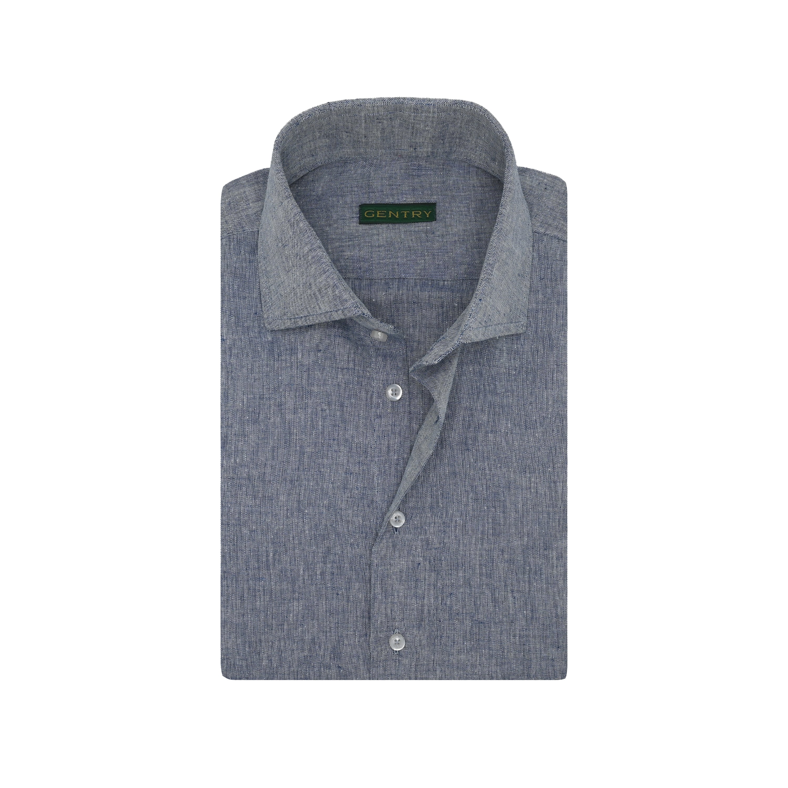 Marine blue Irish Linen - Classic French Collar