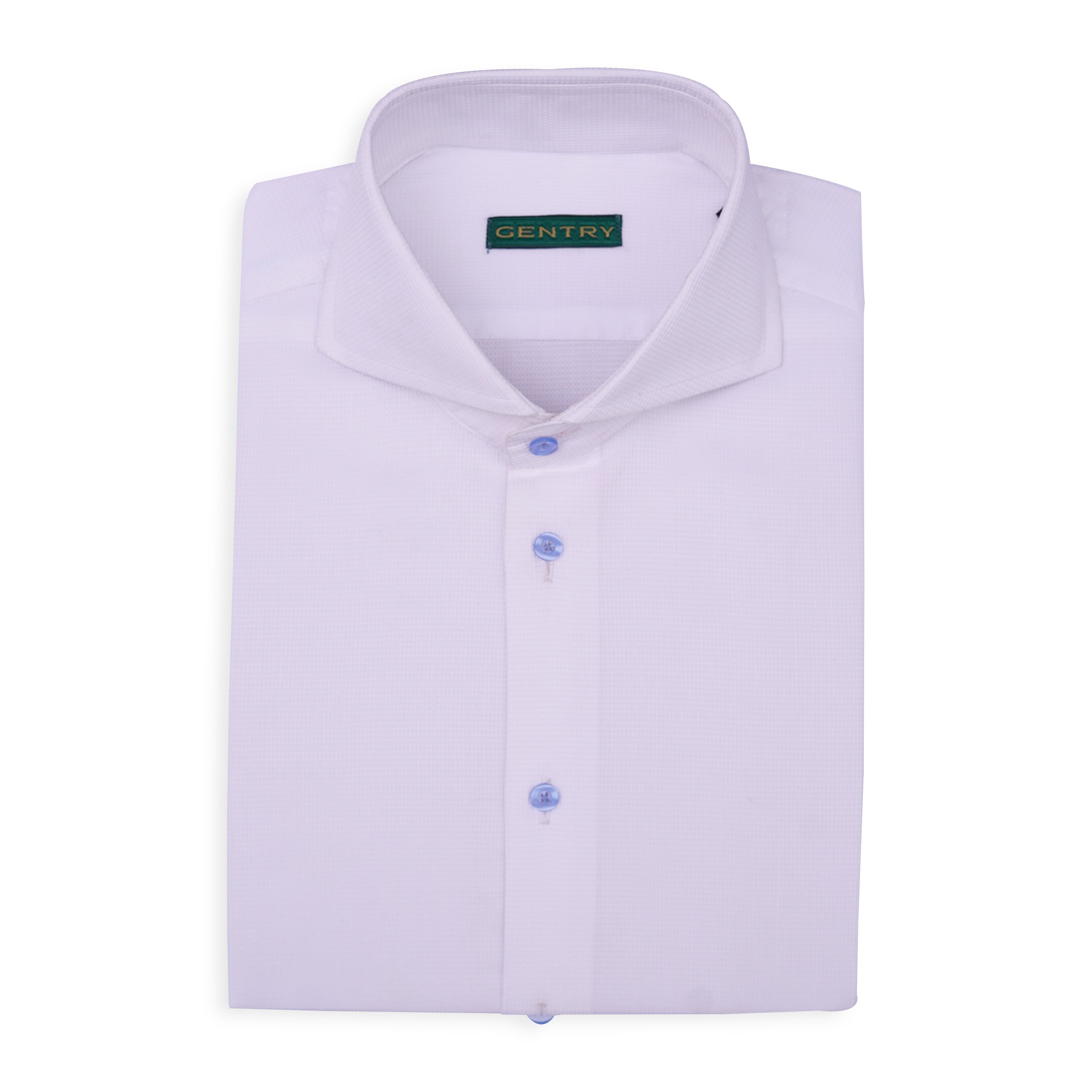 Signature White Textured Weave with French Cut-Away Collar