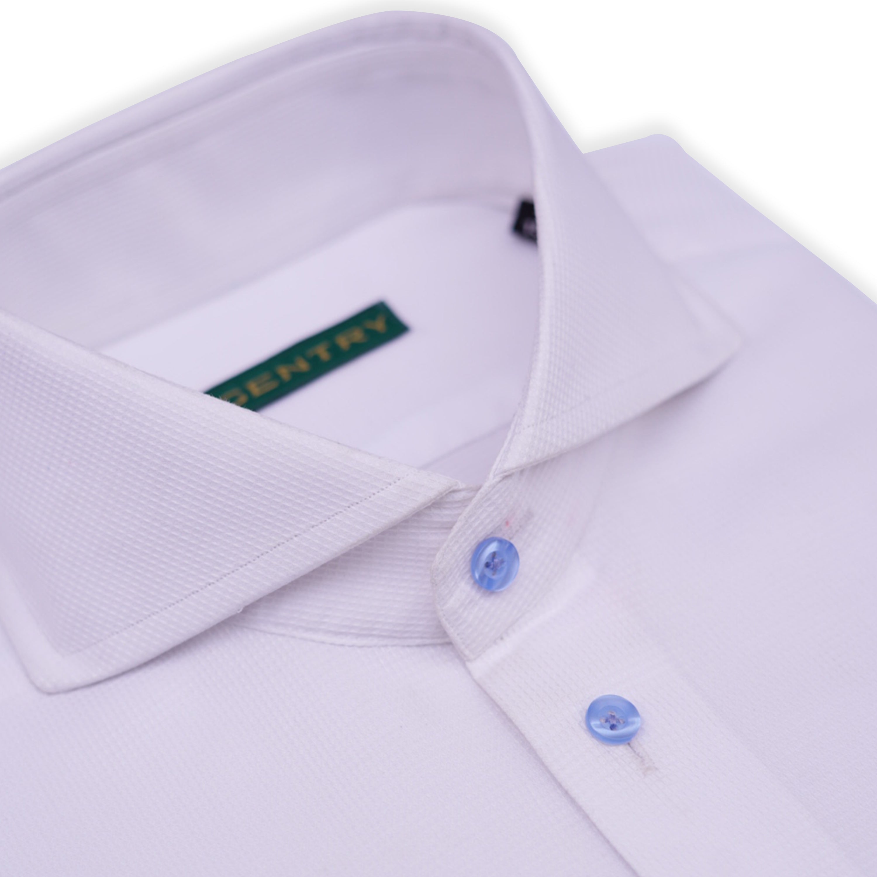Signature White Textured Weave with French Cut-Away Collar