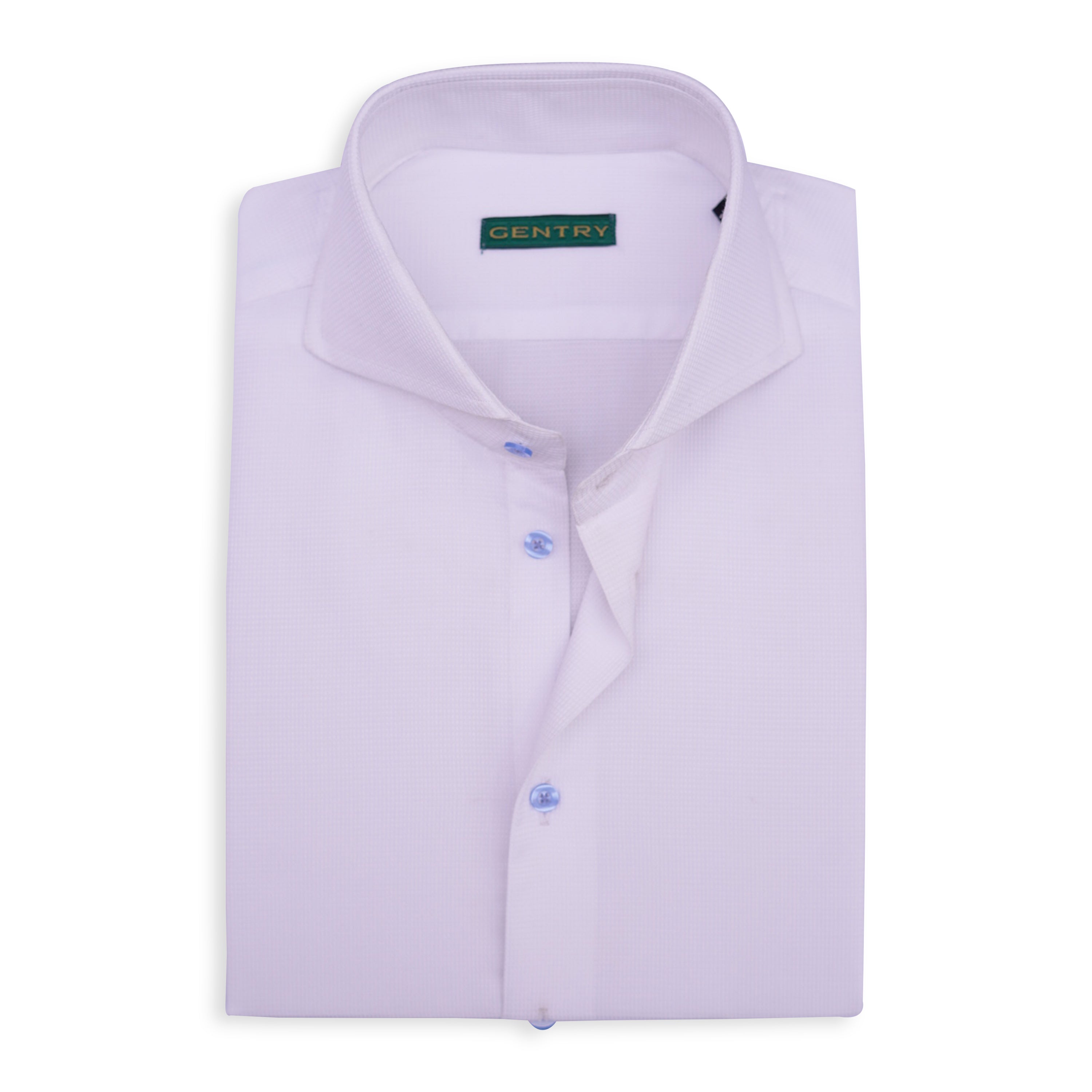 Signature White Textured Weave with French Cut-Away Collar