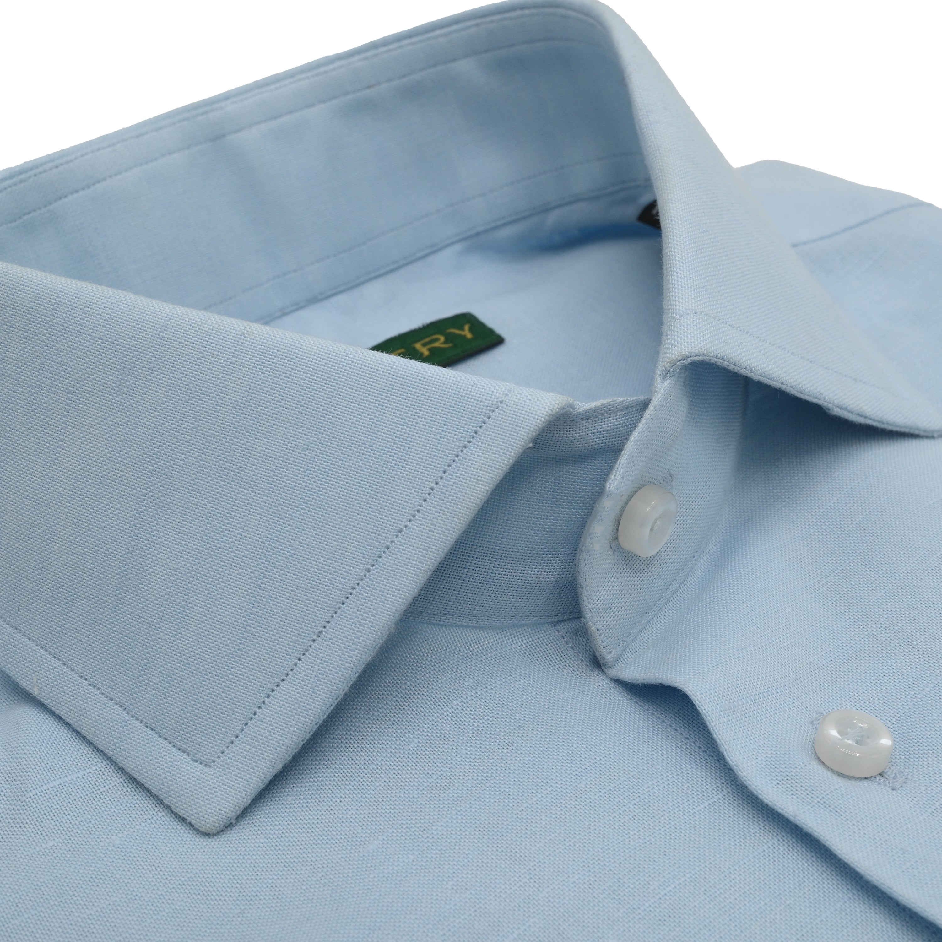 Sky Blue Irish Linen - Classic French Collar