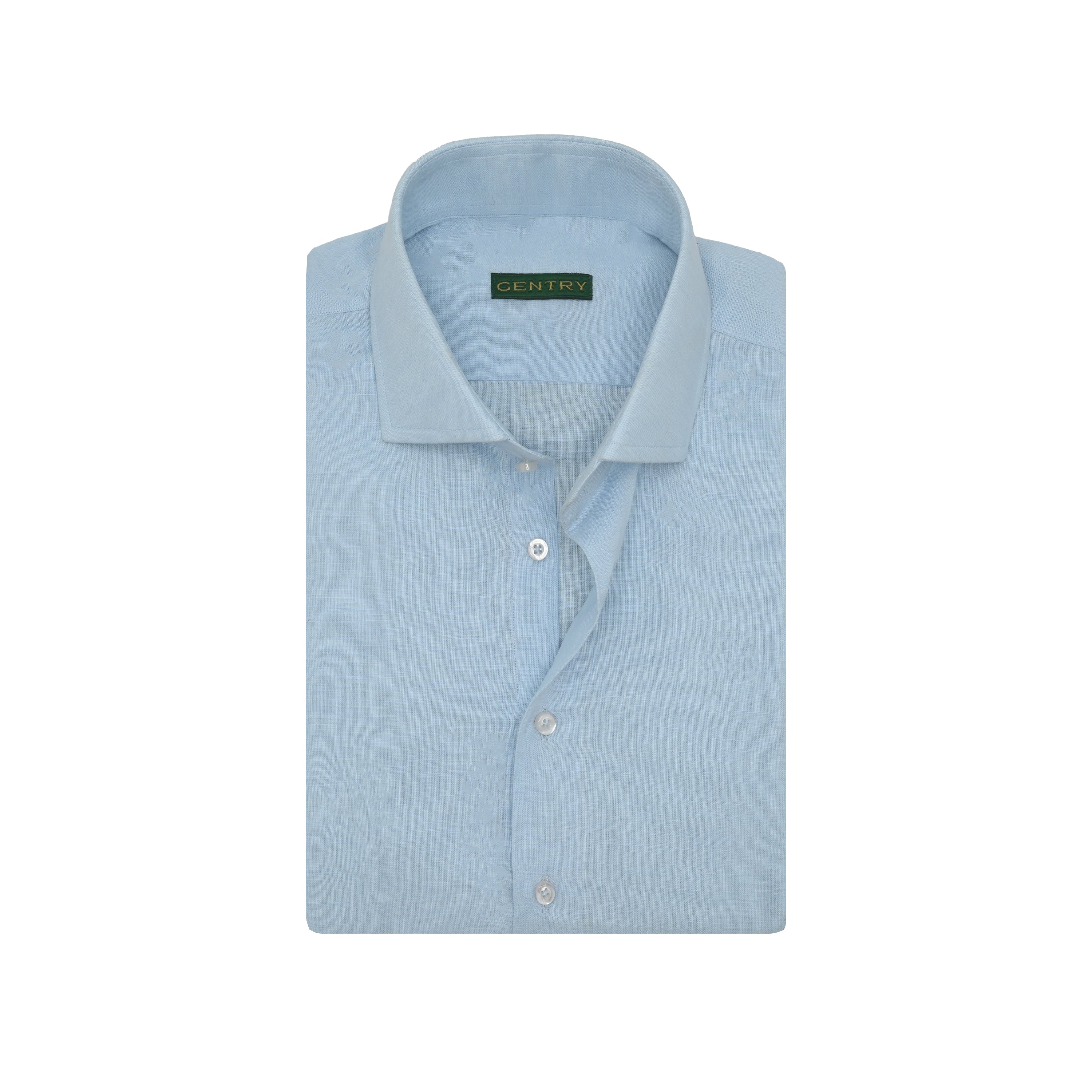 Sky Blue Irish Linen - Classic French Collar