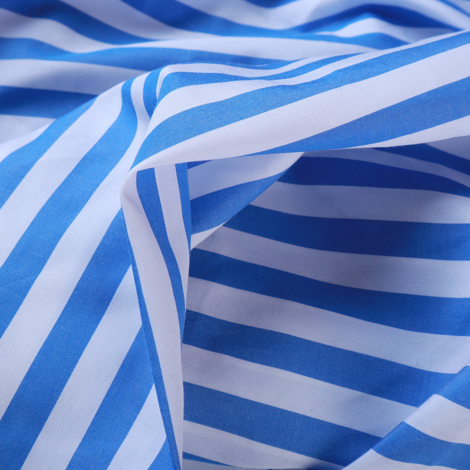 White French Cut Collar with Prominent Blue Stripes