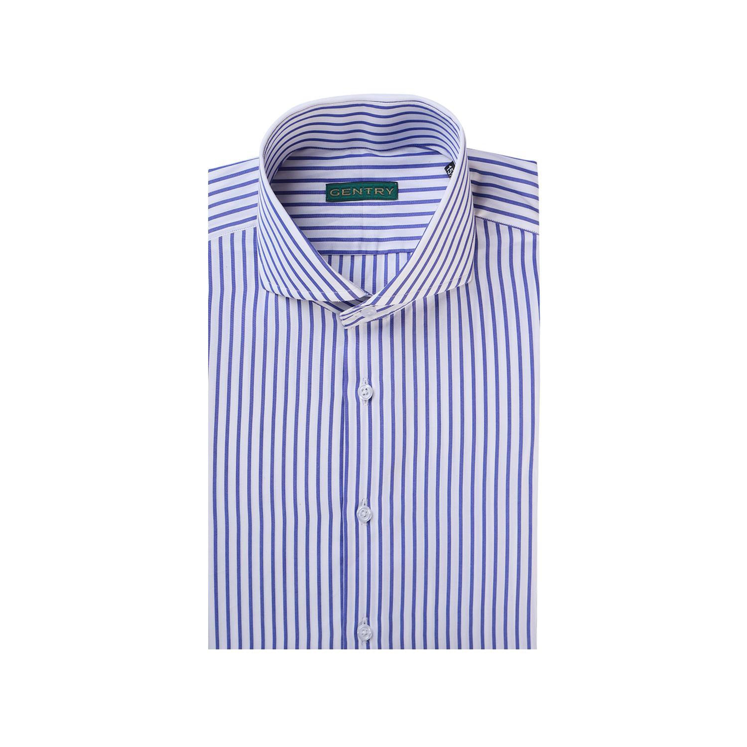 French Cut Collar with Bengal Blue Stripes French Cut Collar with Bengal Blue Stripes