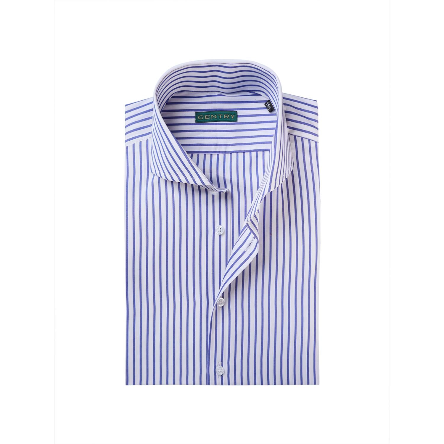 French Cut Collar with Bengal Blue Stripes French Cut Collar with Bengal Blue Stripes