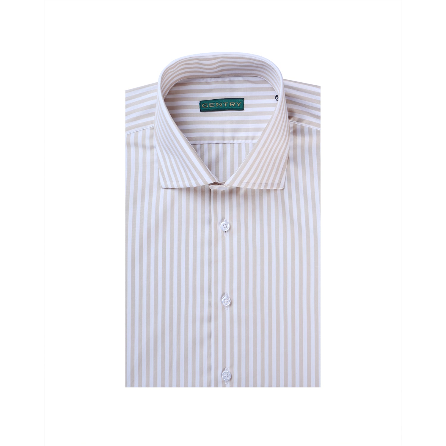 Biege and White Stripes with Semi French Cut Collar