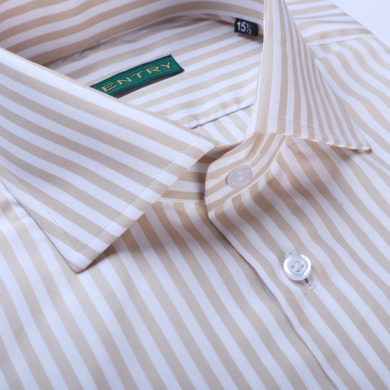 Biege and White Stripes with Semi French Cut Collar