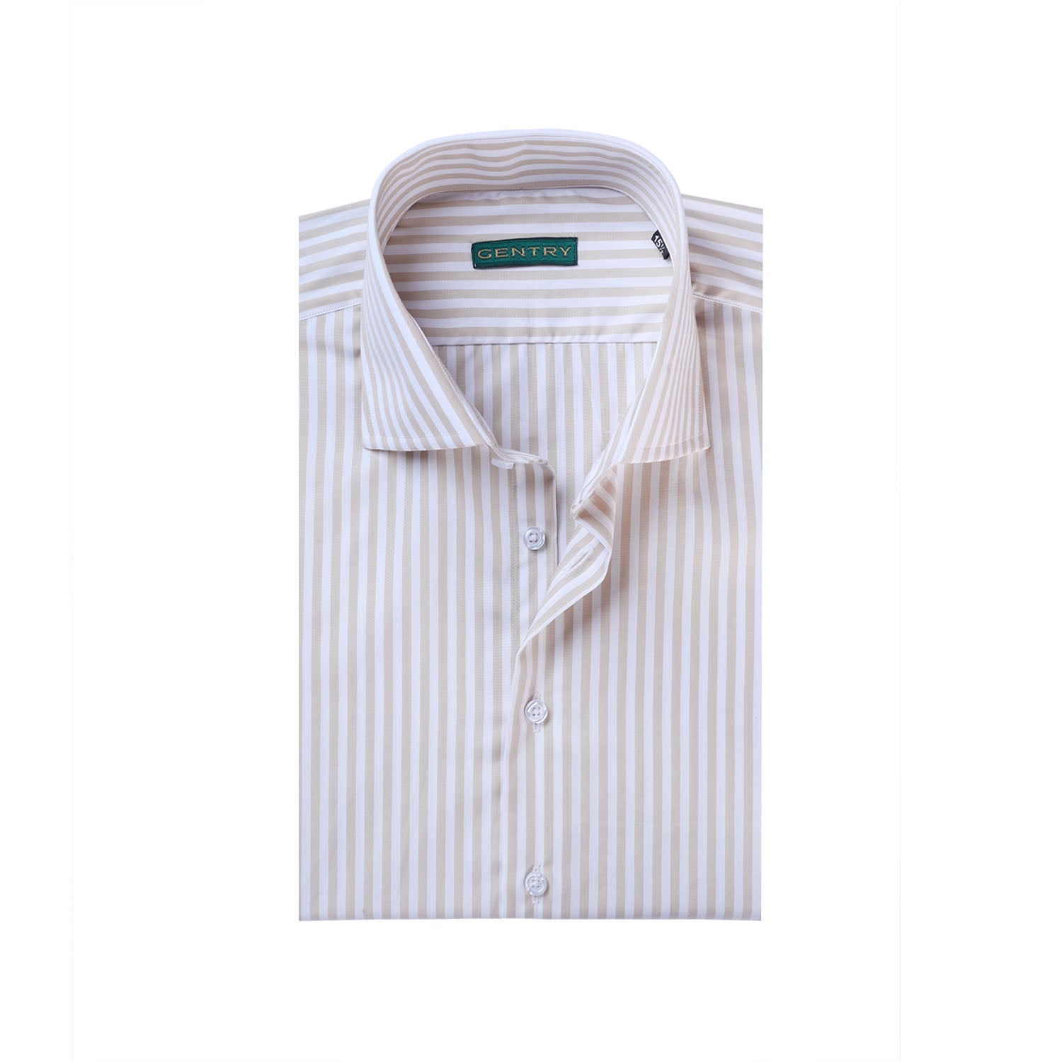 Biege and White Stripes with Semi French Cut Collar