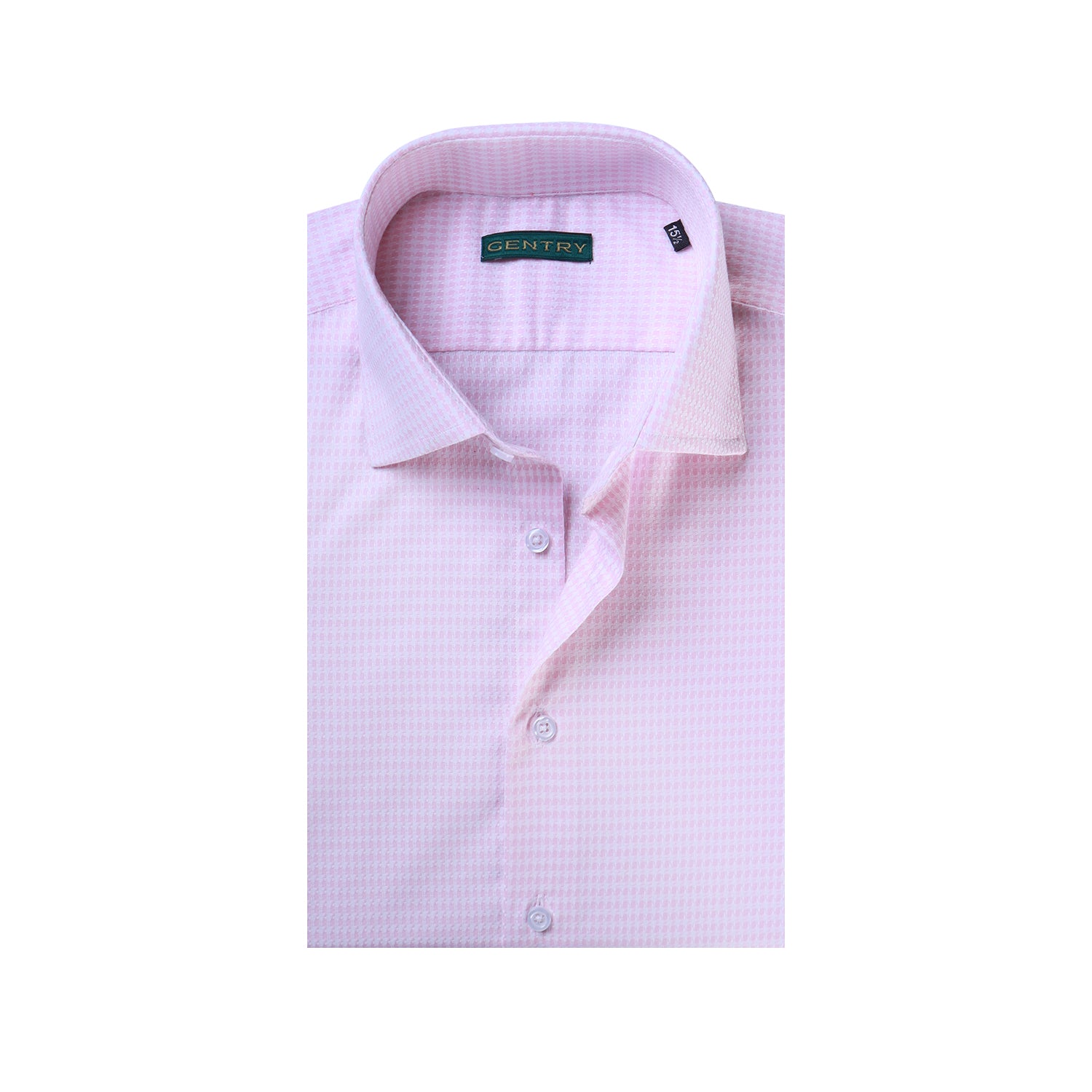 Self Texture Pink Dogtooth with Classic Pointed Collar