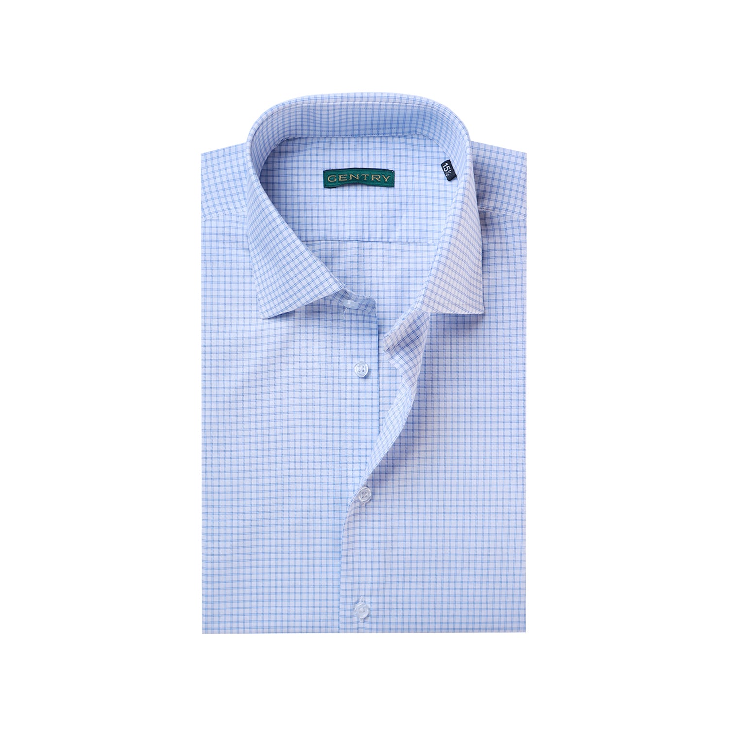 Blue & White Micro Checkered with Semi French Cut Collar