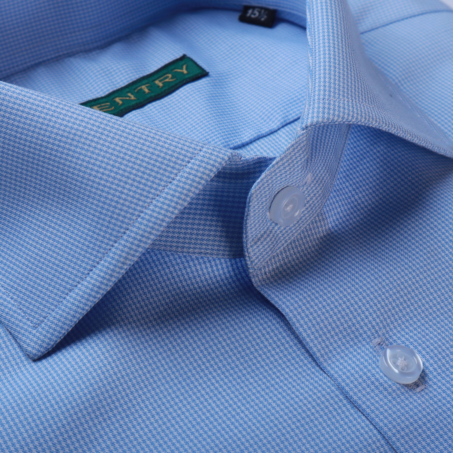 Blue & White Micro Checkered with Semi French Cut Collar