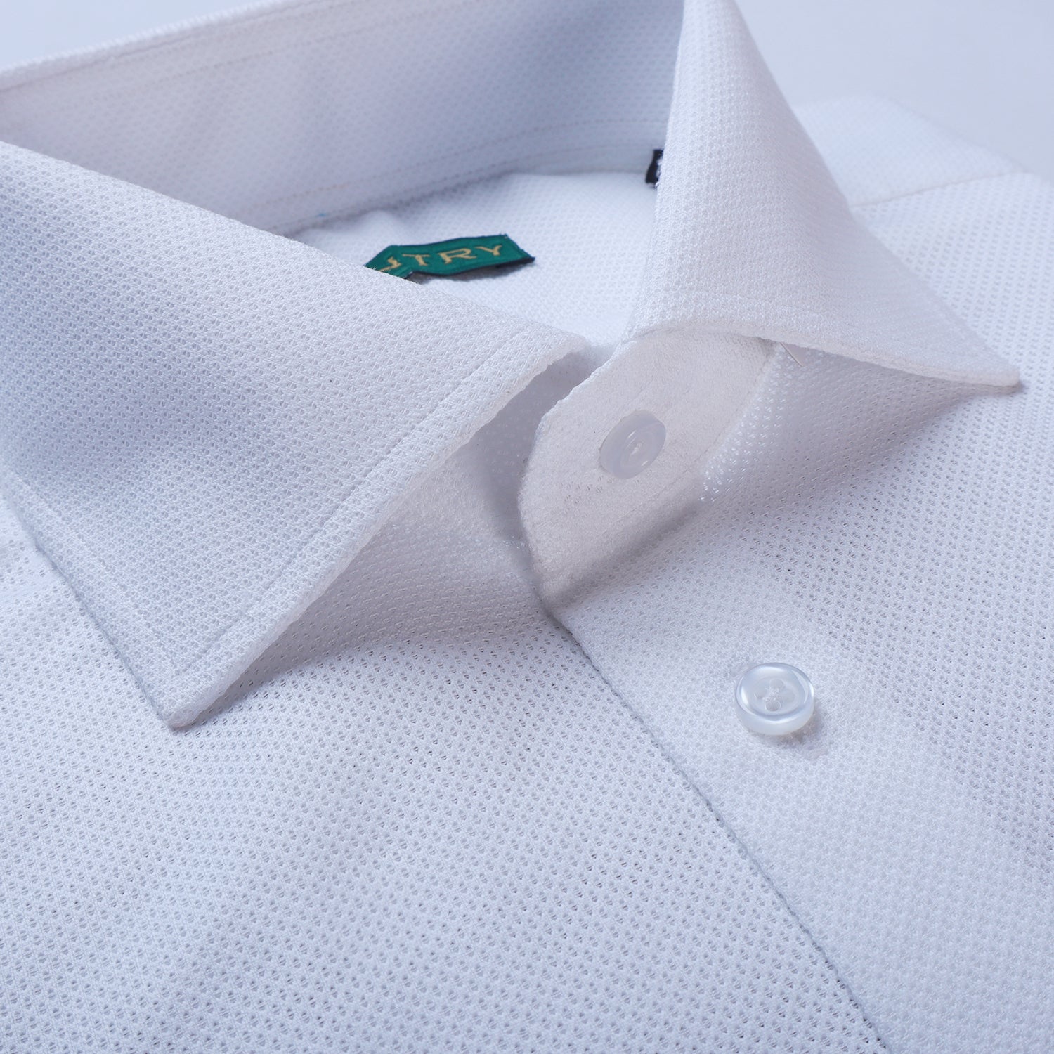 White Self Textured Breathable Cotton Shirt with Classic Pointed Collar
