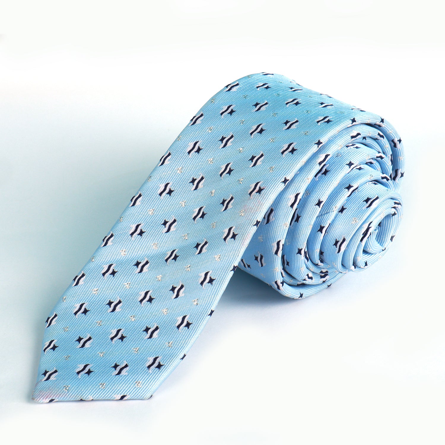 Sky blue printed Tie