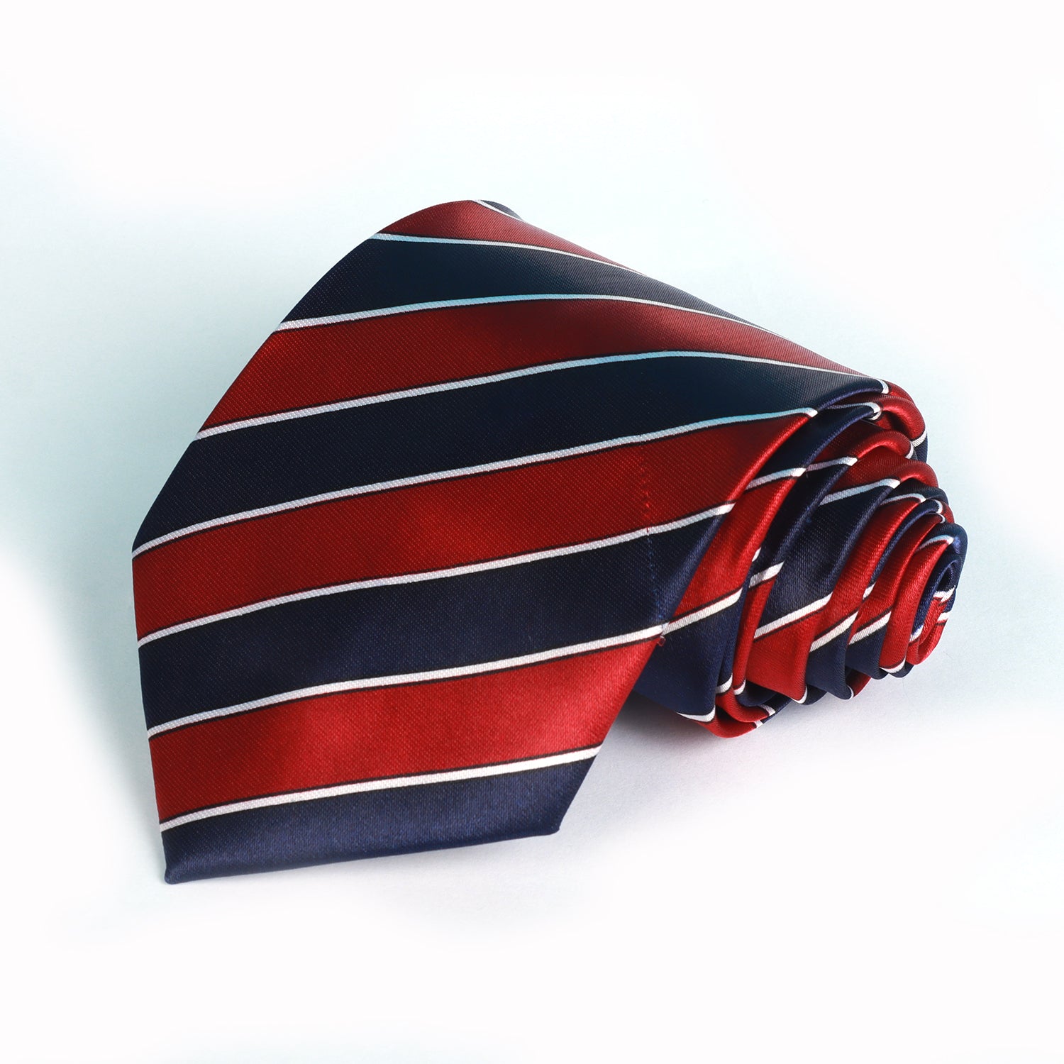 Silk Red & Navy blue Bold Stripes Tie