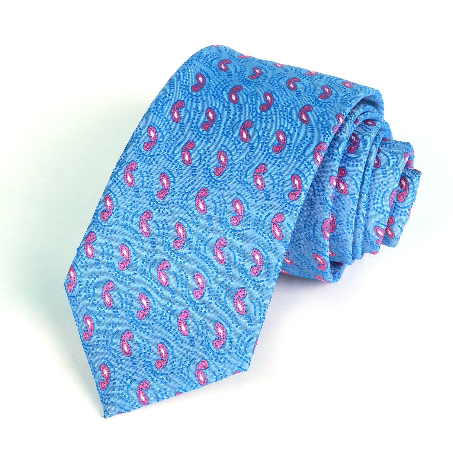 Sky Blue Paisley Printed Tie