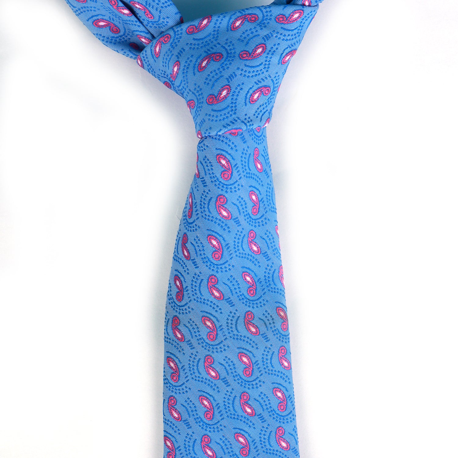 Sky Blue Paisley Printed Tie