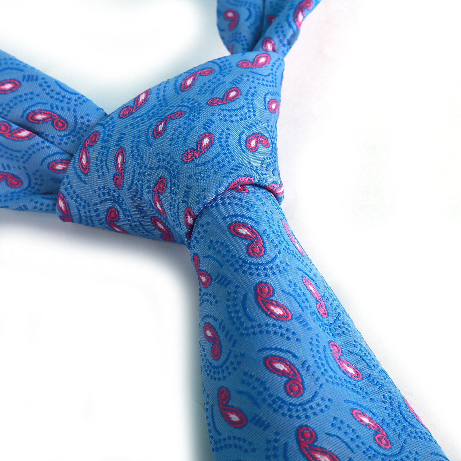Sky Blue Paisley Printed Tie