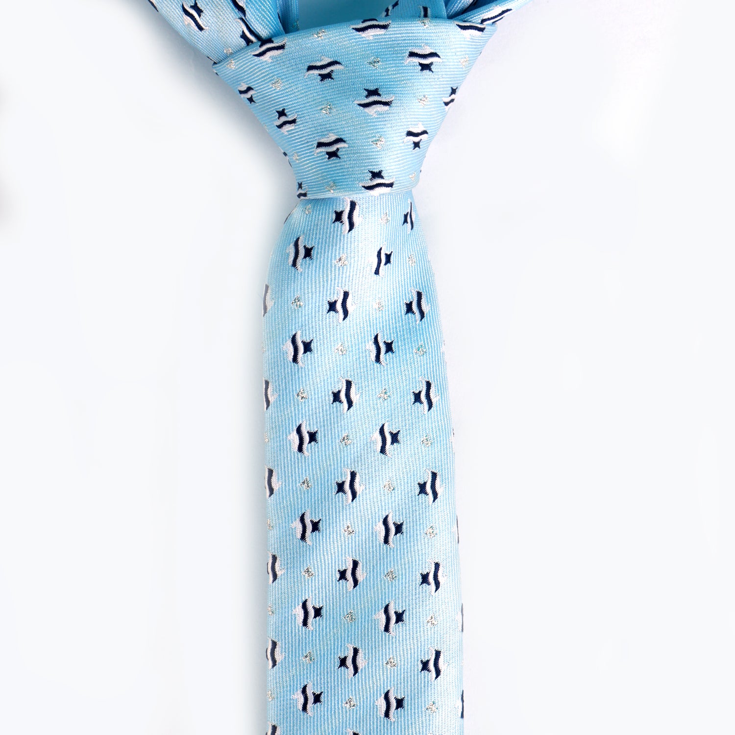 Sky blue printed Tie